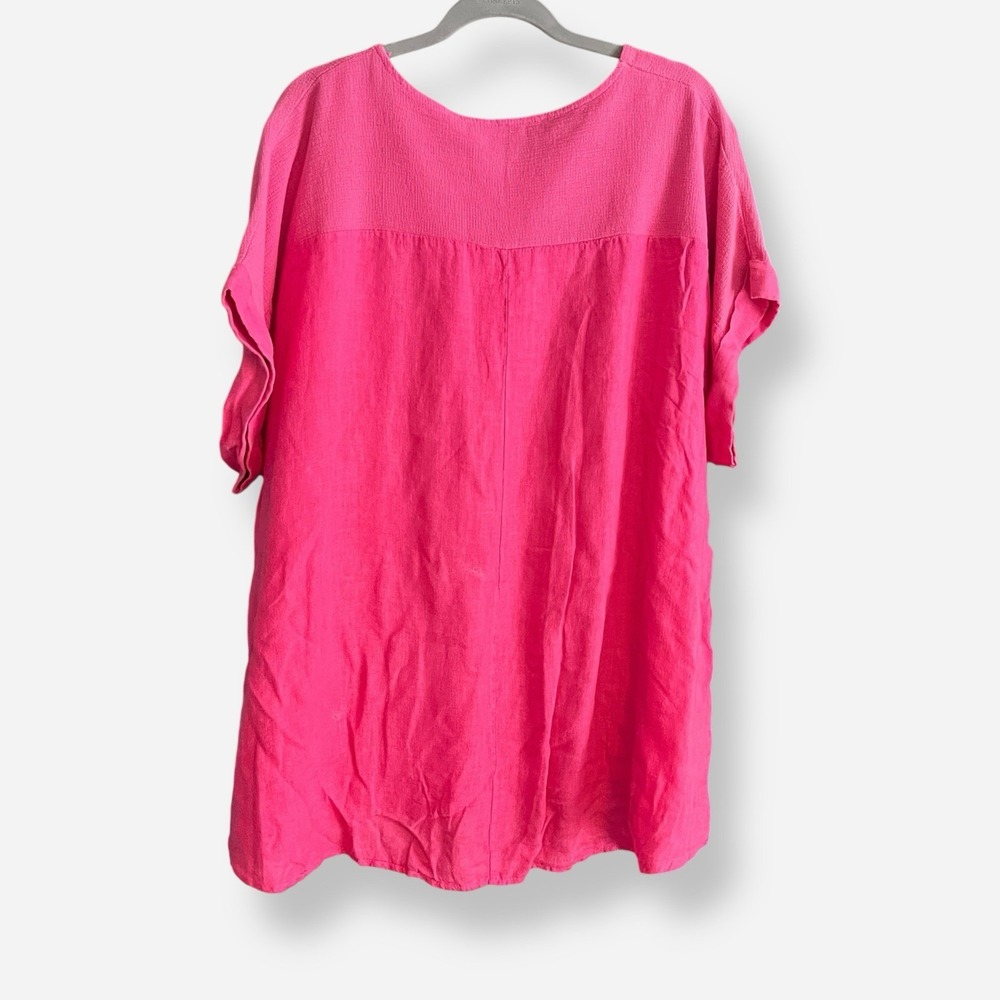 Bellambra Linen Women's Top Blouse Italy‎ Lagenlook Plus Size 3X Pink - Picture 7 of 7